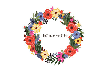 A Vector of a Mexican fiesta flowers wreath element