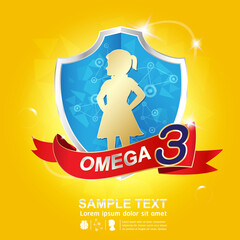 Omega Nutrition and Vitamin - Concept Logo Products for Kids. © Space-Vector