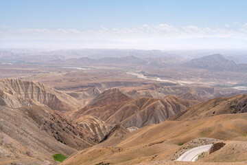 The amazing wild view of kyrgyzstan landscape full of snow peaks and wilderness