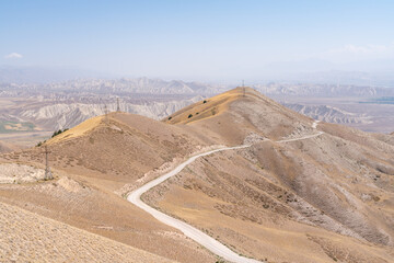 The amazing wild view of kyrgyzstan landscape full of snow peaks and wilderness