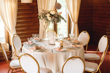 Wedding seating plane with decorated tables with number