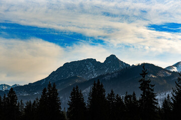 Naklejka na ściany i meble Giewont peak in the Western Tatras in Poland.