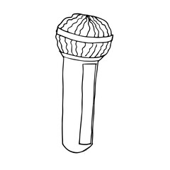 Microphone Sketch. Isolated on a white background. For the design of podcasts, pages, music design, singing school