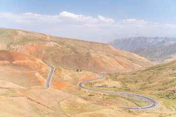 The amazing wild view of kyrgyzstan landscape full of snow peaks and wilderness