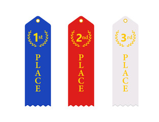 1st 2nd 3rd place ribbon icon set. Clipart image isolated on white background