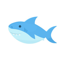 Cute kawaii shark. Clipart image isolated on white background