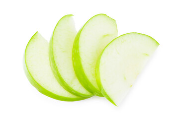 piece of green apple isolated on white background. top view