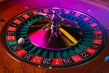 Roulette table close up at the Casino
