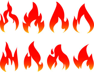 Fire Vector Icon isolated with white background flat vector icon