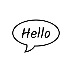 Speech bubble saying Hello outline icon