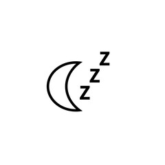Sleep symbol. Moon with ZZZ outline icon. Clipart image isolated on white background