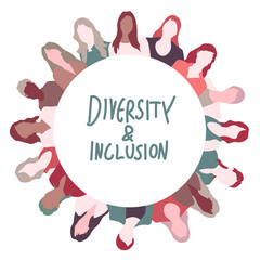 Obraz premium Diversity and inclusion concept illustration with people portraits surrounding the white circle.