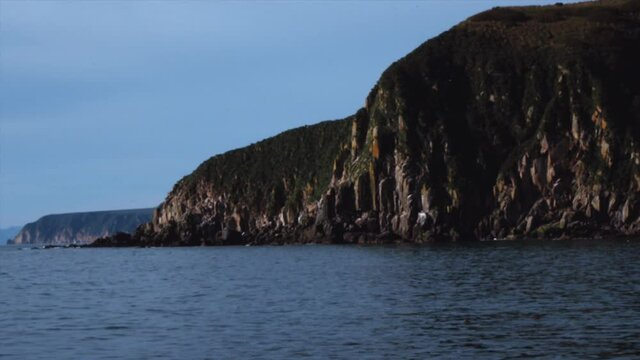 shore, sea rocks cliff in Kamchatka