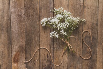 flowers on wooden background