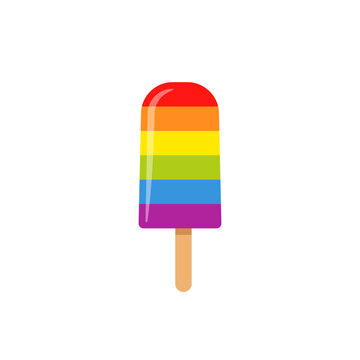 Rainbow popsicle icon. Clipart image isolated on white background