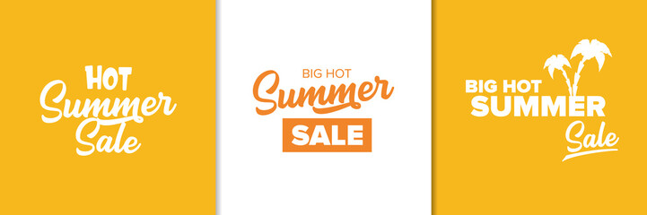 summer sale orange sticker set or label set. hot summer sale design template web banner or tag collection