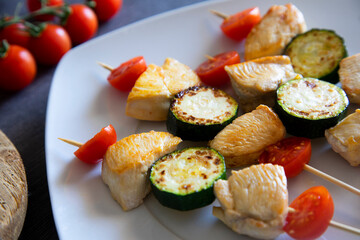 Bbq zucchini and chicken sticks