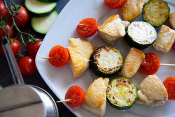 Bbq zucchini and chicken sticks