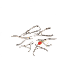 set of nail clippers for work isolated on a white background