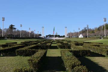 Large Park with outdoor sculptures in Lisbon Portugal