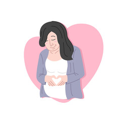 Obraz premium A BEAUTIFUL MOM IS HAPPY WITH HER PREGNANCY.