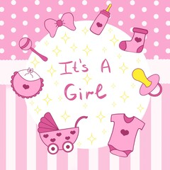 cute set of baby things in pink color