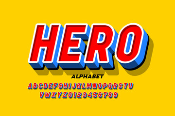 Comics superhero style font, alphabet letters and numbers © piai