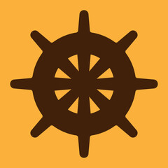 Steering wheel icon brown on yellow background