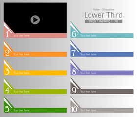 Lower Third for video use. With number 1-10. Wide range of usage (steps, ranking, tips, list, etc)