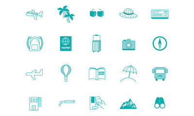 summer vacation,travel,trip icon vector set
