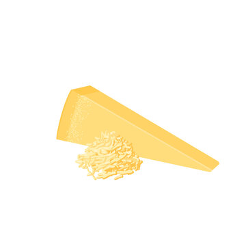 Piece of parmesan cheese. Vector illustration cartoon flat icon isolated on white.
