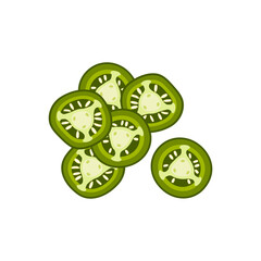 Hamburger ingredient. Sliced jalapeno pepper. Vector illustration cartoon flat icon isolated on white.