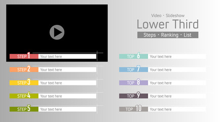 Lower Third for video use. With number 1-10. Wide range of usage (steps, ranking, tips, list, etc)