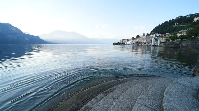 Beaufitul romantic scenery of Bellagio on Como lake in Lombardy northern Italy at the sunset