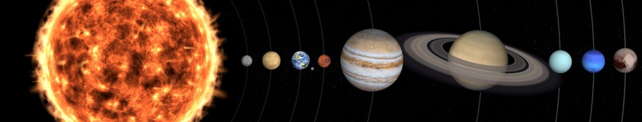 Solar system planets in outer space near sun. Planetary system concept. Elements of this image were furnished by NASA. © ALEXANDR YURTCHENKO