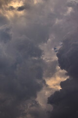 portrait image of  storm clouds in the gray sky