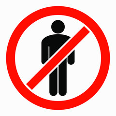 Passage of people is prohibited icon. Not allowed to be human. One cannot walk one at a time. No entry. The ban on movement. Vector icon.