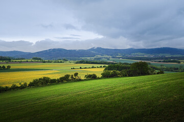 Fototapeta premium View from the Breiteberg to the Zittau mountains