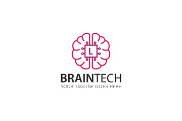 initial leter l brain logo and icon vector illustration design template
