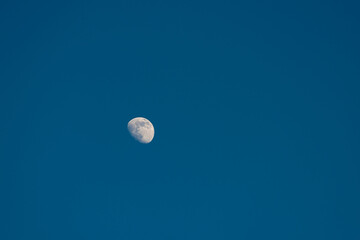 Closeup of the moon photographed at sunset.