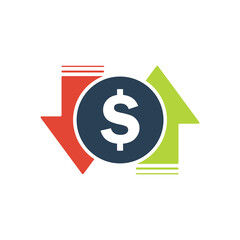 Cost symbol dollar increase icon. Vector illustration.