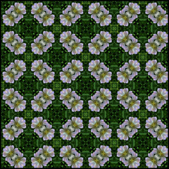 seamless green pattern with flowers