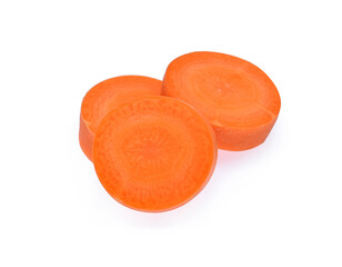 Carrot slice. Perfectly retouched carrot slices isolated on white background