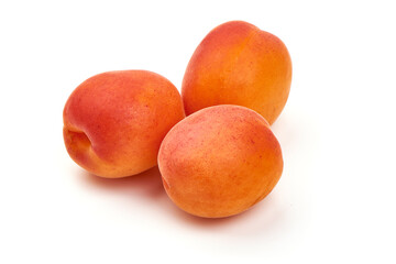 Sweet juicy apricots, ripe nectarines, isolated on white background