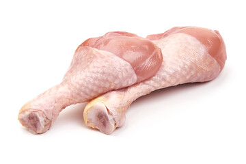 Raw chicken legs, isolated on white background