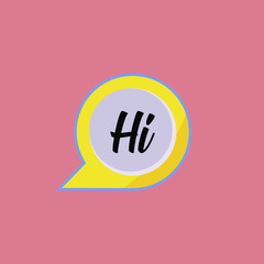 Hi. Lettering for banner, poster and sticker concept with text Hi.Calligraphic simple logo. Vector Illustration