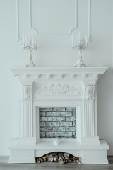 Decorative fireplace with candlestick