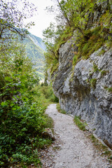 Mountain rocks path in Julian Alps, Slovenia.