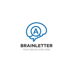 initial leter a brain logo and icon vector illustration design template
