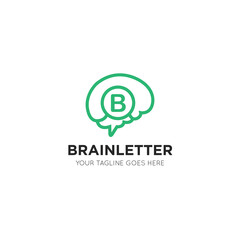 initial leter b brain logo and icon vector illustration design template